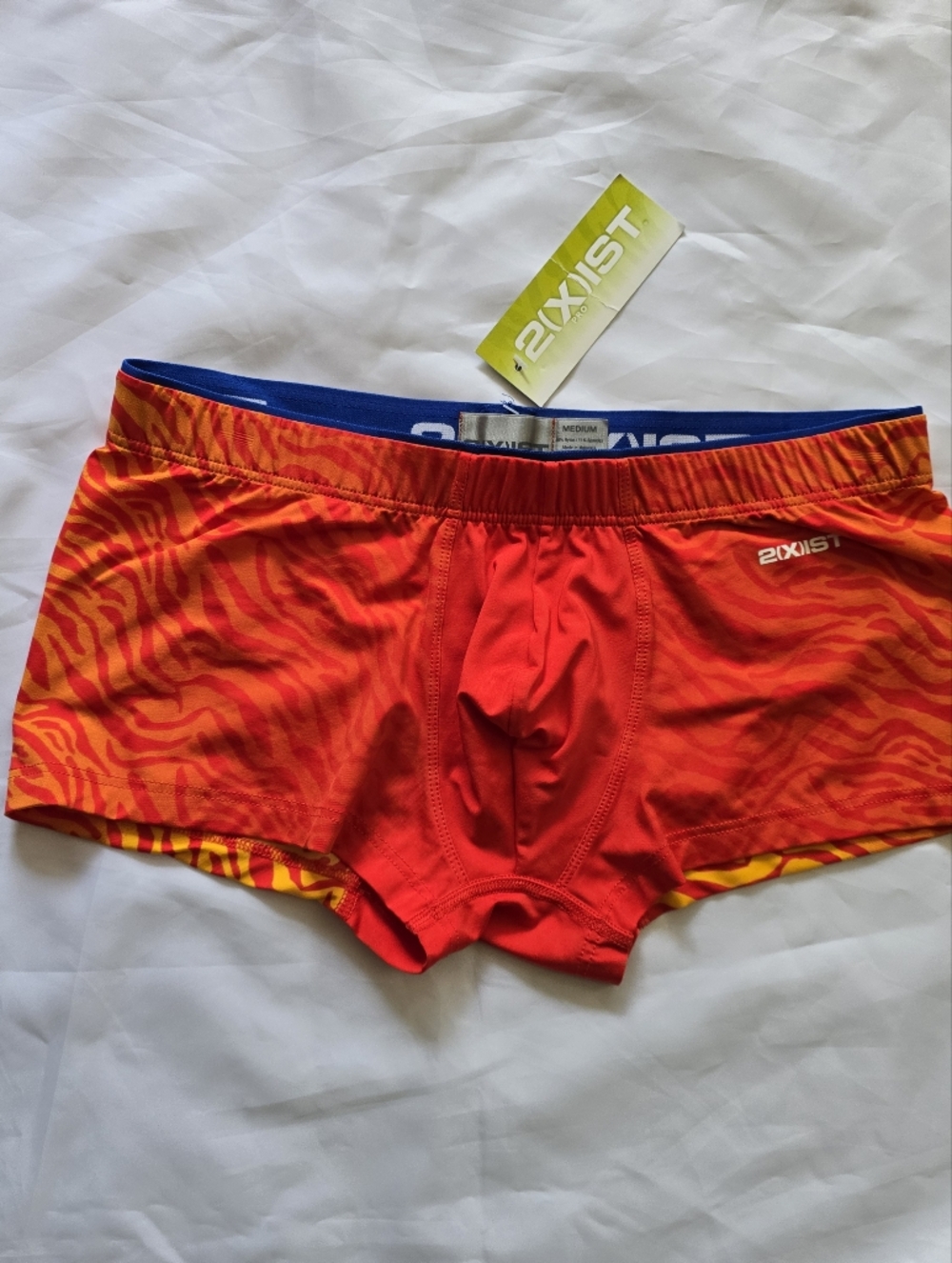 2xist Red & Yellow Zebra-Print Trunk with Blue Waistband